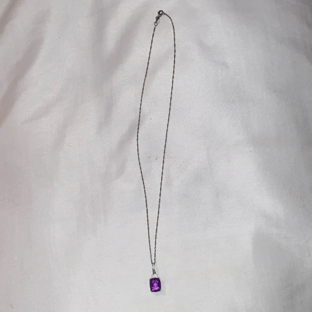 purple february birth stone necklace